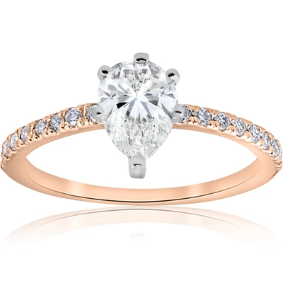 Pompeii3 1 1/10 Ct Pear Shape Diamond Engagement Ring 14k Rose Gold In Multi