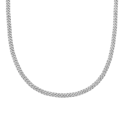 Fine Jewelry 16" White Gold Square Curb Chain Necklace 14k Gold In Silver