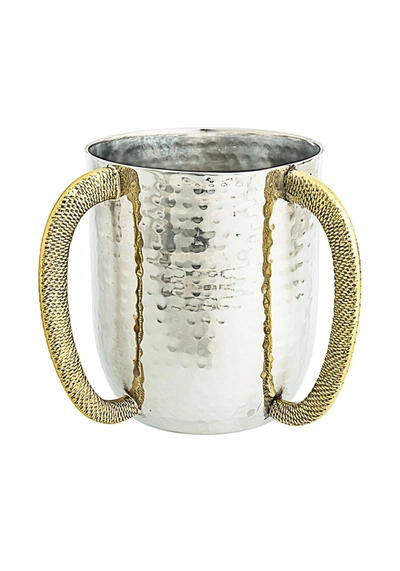 Classic Touch Decor Hammered Washcup With Gold Handles