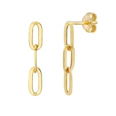 Fine Jewelry Paper Clip Drop Chain Earrings 14k Gold In Yellow