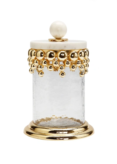 Classic Touch Decor Medium Hammered Glass Canisters With Gold Design And Marble Lid