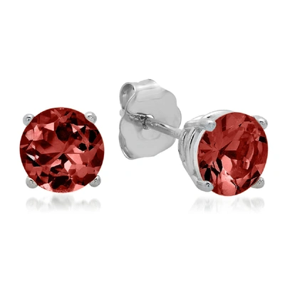 Max + Stone 10k White Gold 5mm Round Cut Stud Earrings In Red