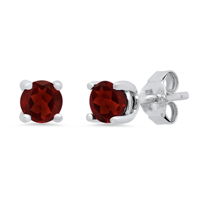 Max + Stone Sterling Silver 5mm Gemstone Round Stud Earrings With Push Backs