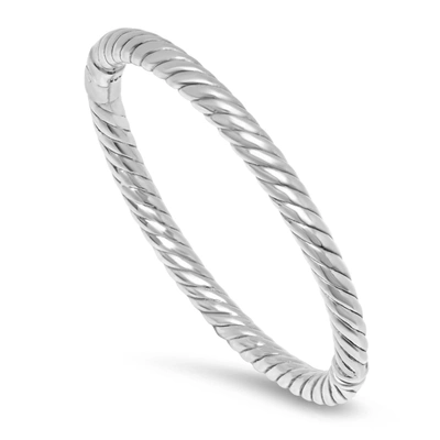 Max + Stone Sterling Silver Rope Textured Hinged Bangle Bracelet
