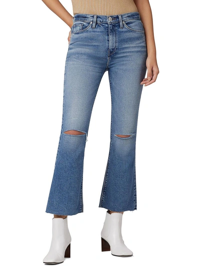 Hudson Womens Distressed Ankle Flare Jeans In Blue