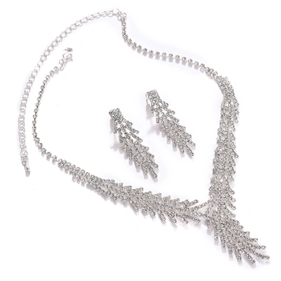 Sohi Pack Of 3 Silver Plated American Diamond Necklace And Earring Set