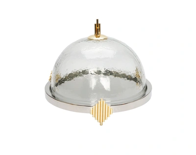 Classic Touch Decor Cake Dome With Stainless Steel Base Gold Symmetrical Design
