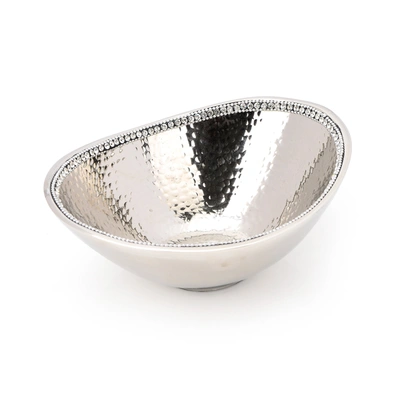 Classic Touch Decor Hammered Stainless Steel Bowl
