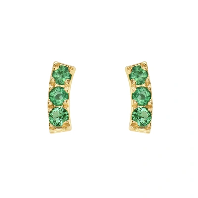 Fine Jewelry Emerald Bar Stud 14k Gold In Multi