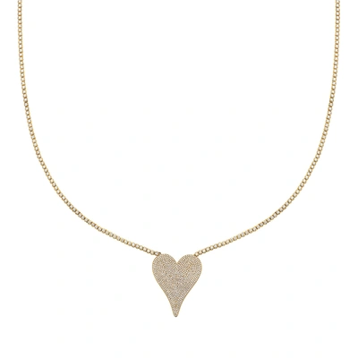 Fine Jewelry Pave Diamond Heart Tennis Necklace 14k Gold In White