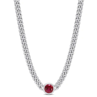 Mimi & Max 1 5/8 Ct Tgw Created Ruby Necklace In Sterling Silver In Red