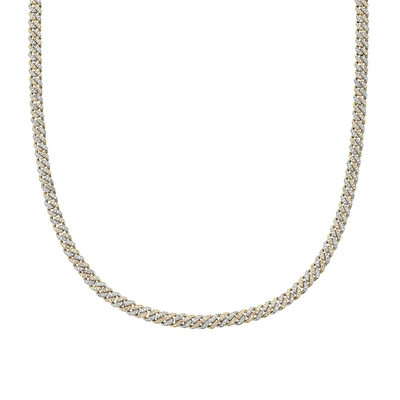 Fine Jewelry 16" Two Tone White And Rose Gold Square Curb Chain Necklace 14k Gold In Silver