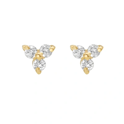 Fine Jewelry Three Point Diamond Flower Stud Earring 14k Gold In White