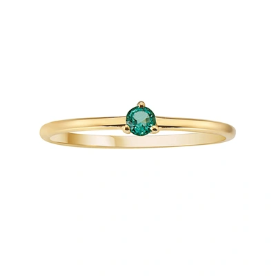 Fine Jewelry Prong Set Solitaire Emerald Ring 14k Gold In Blue