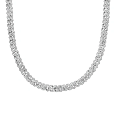 Fine Jewelry 22" All Over Diamond Curb Chain 14k Gold In Silver