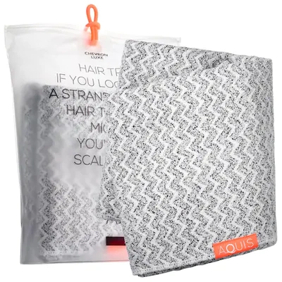 Aquis Lisse Luxe Long Hair Towel Black & White 19 X 52 In / 50 X 132 Cm