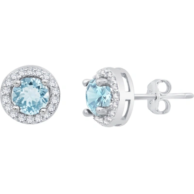 Max + Stone Sterling Silver Round Genuine Gemstone And White Topaz Earring 4mm
