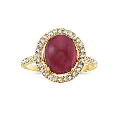 Fine Jewelry Ruby Diamond Halo Ring 14k Gold In Red