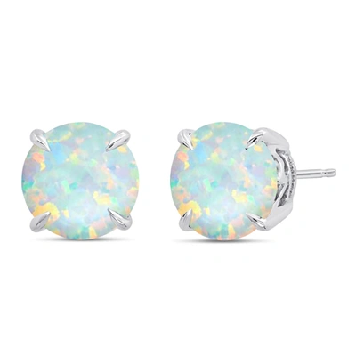 Nicole Miller Sterling Silver 9mm Round Cut Gemstone Stud Earrings In Multi