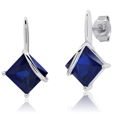Max + Stone 7mm Princess Cut Gemstone Drop Earrings In Sterling Silver In Blue