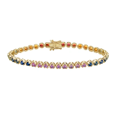 Fine Jewelry 7" Rainbow Tennis Bracelet 14k Gold In White