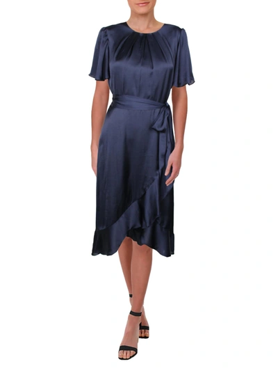 Jessica Howard Womens Satin Midi Cocktail And Party Dress In Blue