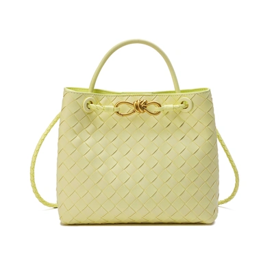 Tiffany & Fred Woven Leather Top-handle/ Shoulder Bag In Yellow