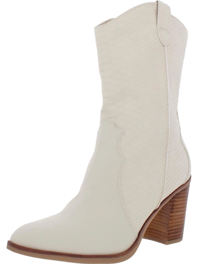 Mia Raylyn Womens Faux Leather Mid-calf Cowboy, Western Boots In White