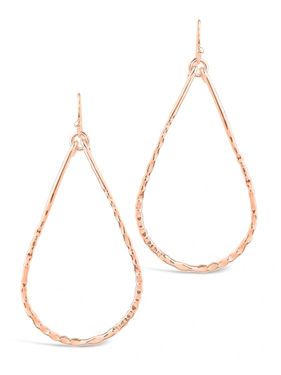 Sterling Forever Hammered Teardrop Dangle Earring-rose Gold