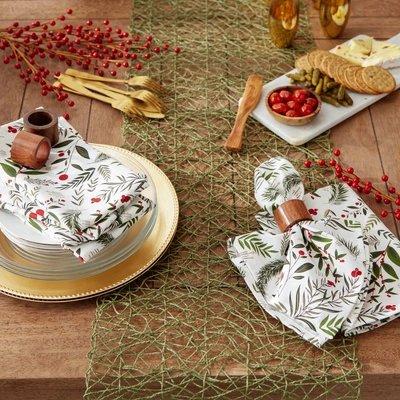 Dii Holiday Sprigs Printed Napkin (set Of 6)