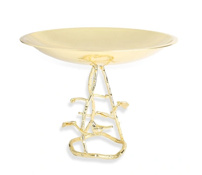 Classic Touch Decor 11.75"d Gold Cake Plate On Leaf Base