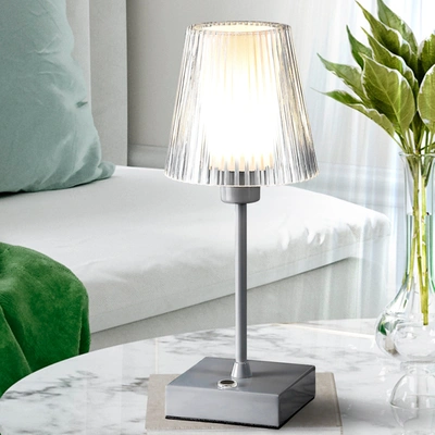 Jonathan Y Oscar 12.5" Modern Industrial Rechargeable/cordless Iron/acrylic Integrated Led Table Lamp With Ribb