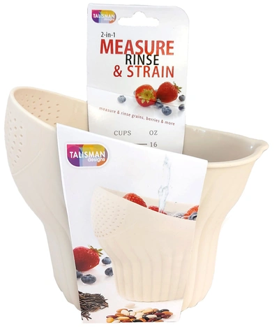 Talisman Designs 2-in-1 Measure Rinse & Strain For Grains, Fruit, And Beans, 2 Cups In Beige