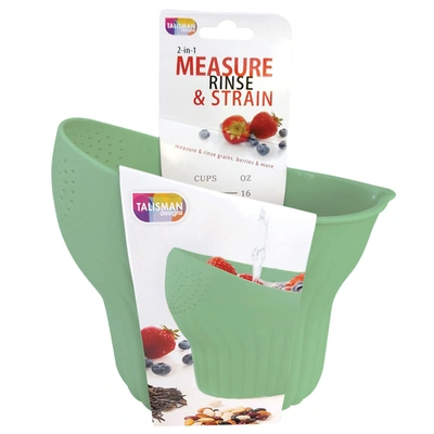 Talisman Designs 2-in-1 Measure Rinse & Strain For Grains, Fruit, And Beans, 2 Cups In Green
