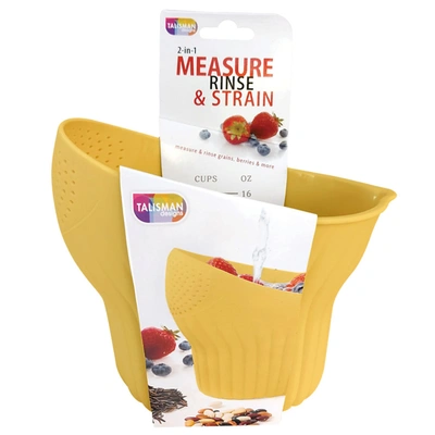 Talisman Designs 2-in-1 Measure Rinse & Strain For Grains, Fruit, And Beans, 2 Cups In Yellow