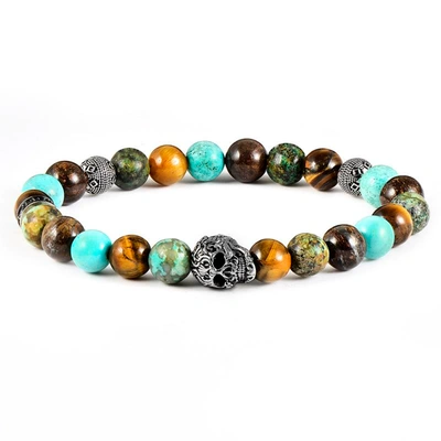Crucible Jewelry Crucible Los Angeles Single Skull Stretch Bracelet In Blue