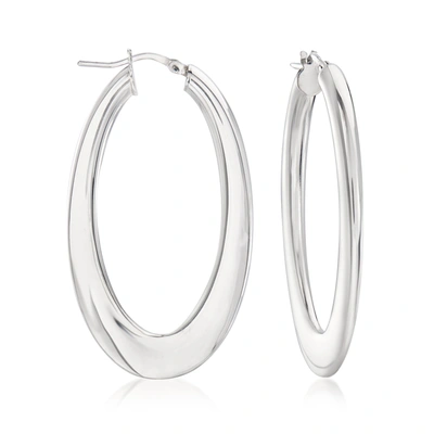Ross-simons Italian Sterling Silver Flat Oval Hoop Earrings