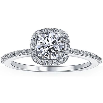 Pompeii3 1 Ct Diamond Cushion Halo Engagement Ring Lab Grown 14k White Gold In Multi