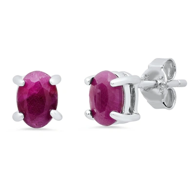 Max + Stone Sterling Silver 5mm Gemstone Oval Stud Earrings With Push Backs