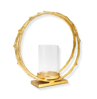Classic Touch Decor Gold Circle Hurricane Candle Holder Small