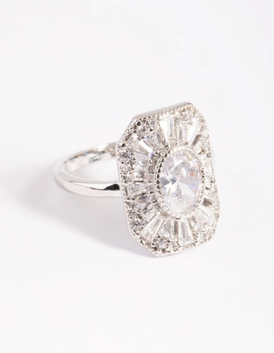 Lovisa Rhodium Cubic Zirconia Princess Cut Ring In Silver
