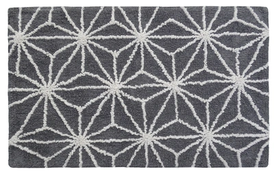 Vibhsa Gray Bathroom Rug With Geometric Pattern