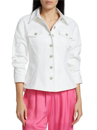 Cinq À Sept Scrunched Faux Leather Canyon Jacket In White