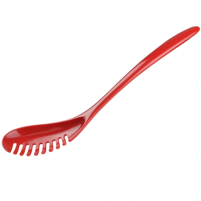 Gourmac 12-inch Melamine Pasta Server Spaghetti Fork & Strainer In Red