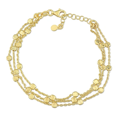 Mimi & Max Multi-strand Chain Bracelet In 18k Yellow Gold Plated Sterling Silver, 7.5 In In White