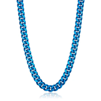 Crucible Jewelry Crucible Los Angeles Men's 12mm Stainless Steel Curb Necklace In Blue