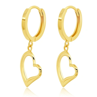 Max + Stone 14k Yellow Gold Dangle Heart Huggie Hoop Earrings