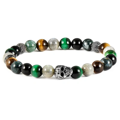 Crucible Jewelry Crucible Los Angeles Single Skull Stretch Bracelet In Black