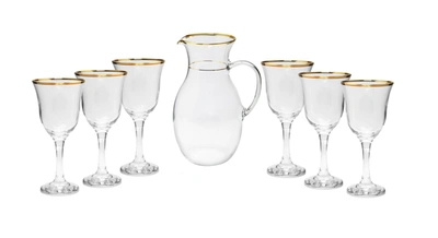 Classic Touch Decor 7 Piece Drinkware Set With Gold Rim Design