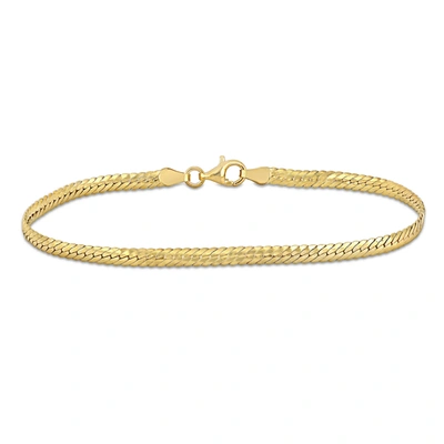 Mimi & Max 3mm Herringbone Bracelet In 18k Yellow Gold Plated Sterling Silver - 7.5 In
